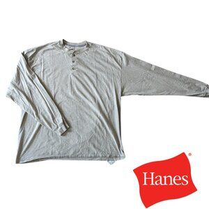 HANES Beefy Men Long Sleeve Tan Color Shirt 3XL Excellent Condition